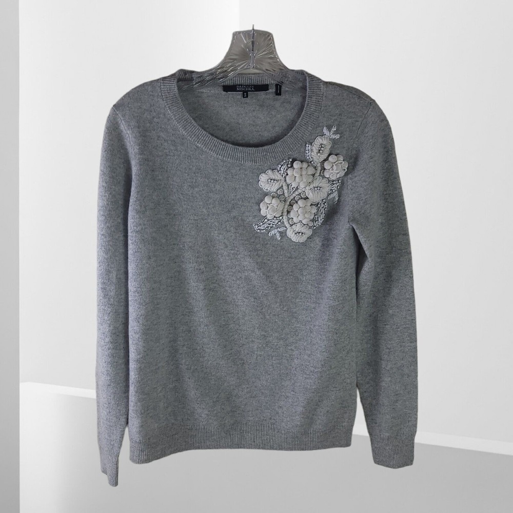 BADGLEY MISCHKA Cashmere Sweater Crew Neck Gray Women P/S